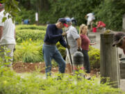 A crew of retirees manage garden space along the Waterfront Renaissance Trail near the Water Resources Education Center on Monday.