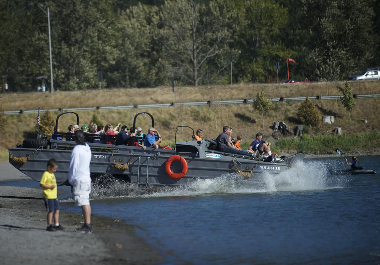 This World War II duck boat makes a splash in Woodland's Horseshoe Lake on Sunday during the Lewis River Fall Fest.