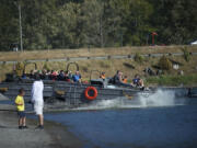 This World War II duck boat makes a splash in Woodland's Horseshoe Lake on Sunday during the Lewis River Fall Fest.