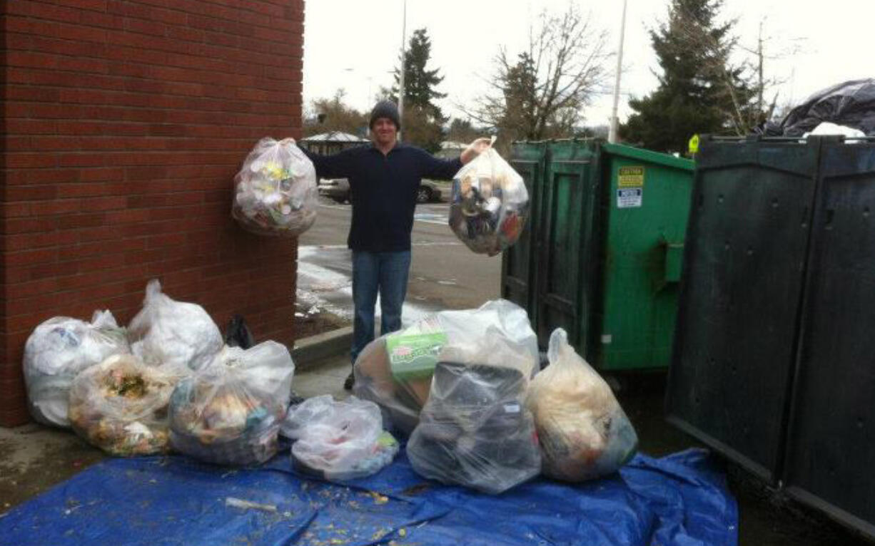 Central Park: Out of all the waste generated by the Culinary Department, Robert Bacon is holding up the actual amount of trash that can't be composted or recycled.