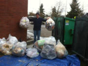 Central Park: Out of all the waste generated by the Culinary Department, Robert Bacon is holding up the actual amount of trash that can't be composted or recycled.