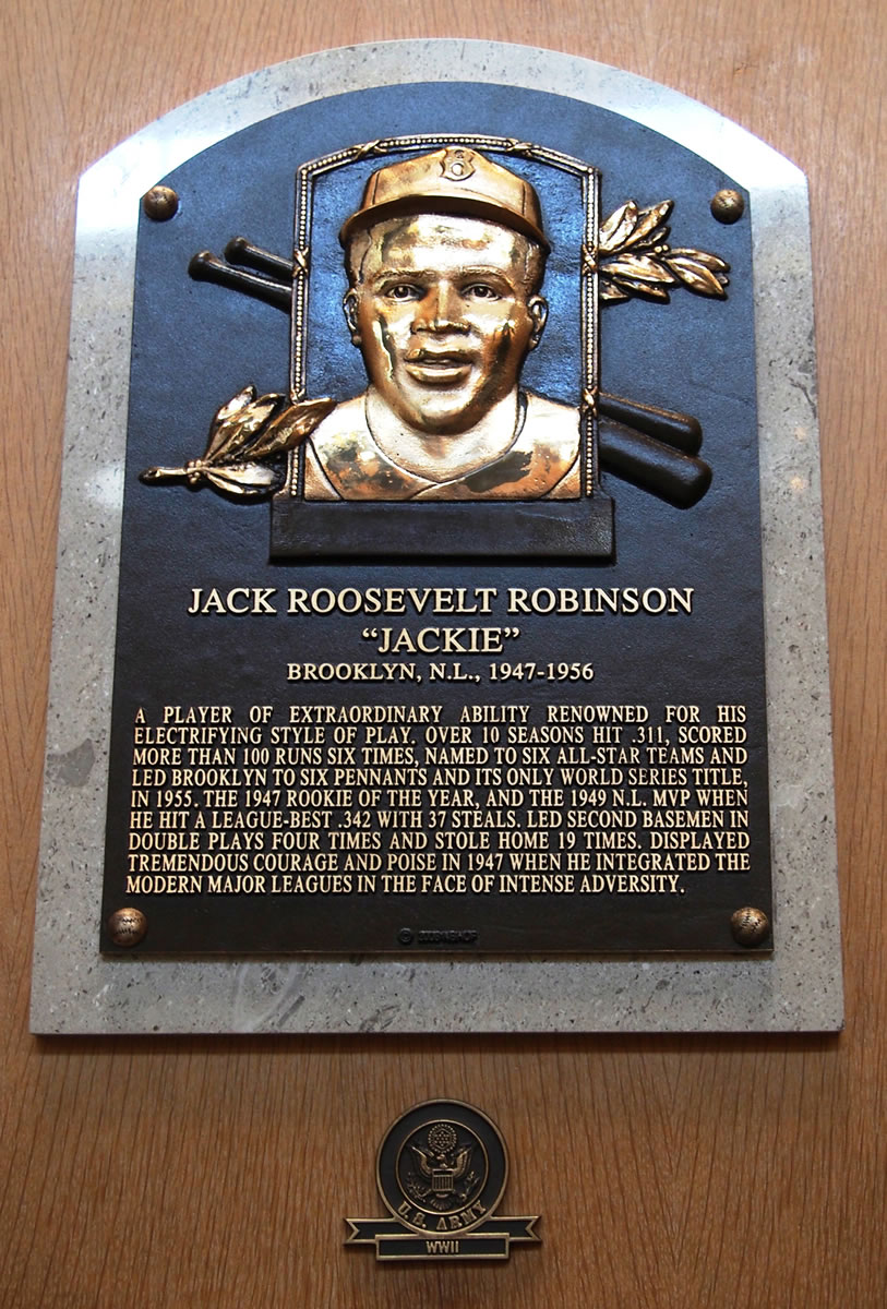 Jackie Robinson's Hall of Fame plaque, which was recast in 2008.