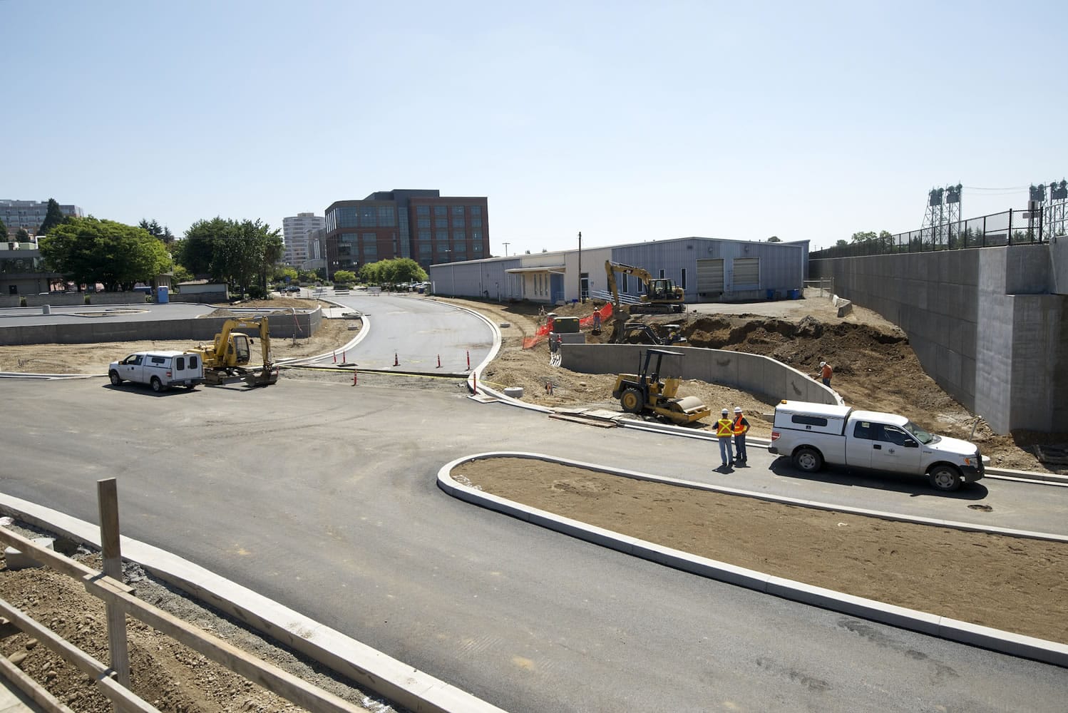 With Vancouver City Hall as a backdrop, construction continued Monday as part of the city's $45 million waterfront access project.