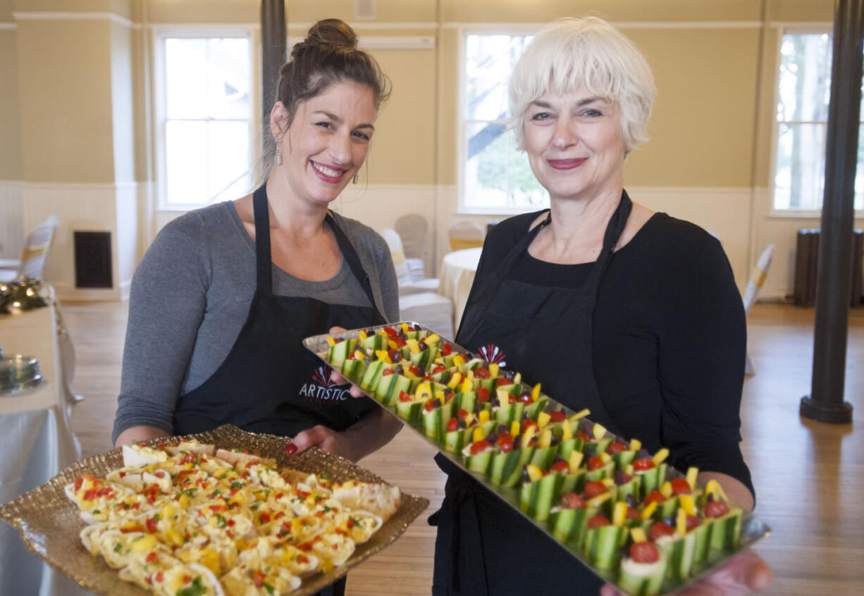 Kathryn Ross, right, of Artistic Catering, works with her daughter, Jessica Ross, 39, at an event in Vancouver. Other family members who help out with catering are Kathryn&#039;s mother, Kathryn Guffnett, 84; and Kathryn Ross&#039; granddaughter Maya Ross, 18.