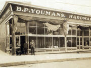 B.P. Youmans Hardware sold farm and other equipment at the corner of 8th and Washington streets in 1911.