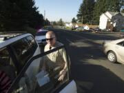 Photos by Steven Lane/The Columbian
Clark County Sheriff's Deputy Kevin Gadaire patrols the area around Highway 99 near Minnehaha Street.