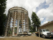 Water Tower 7 is one of 11 water stations that help deliver water to more than 200,000 customers in the city of Vancouver system. This tower, undergoing a repainting this year, is near the intersection of Northeast 112th Avenue and Northeast 18th Street.