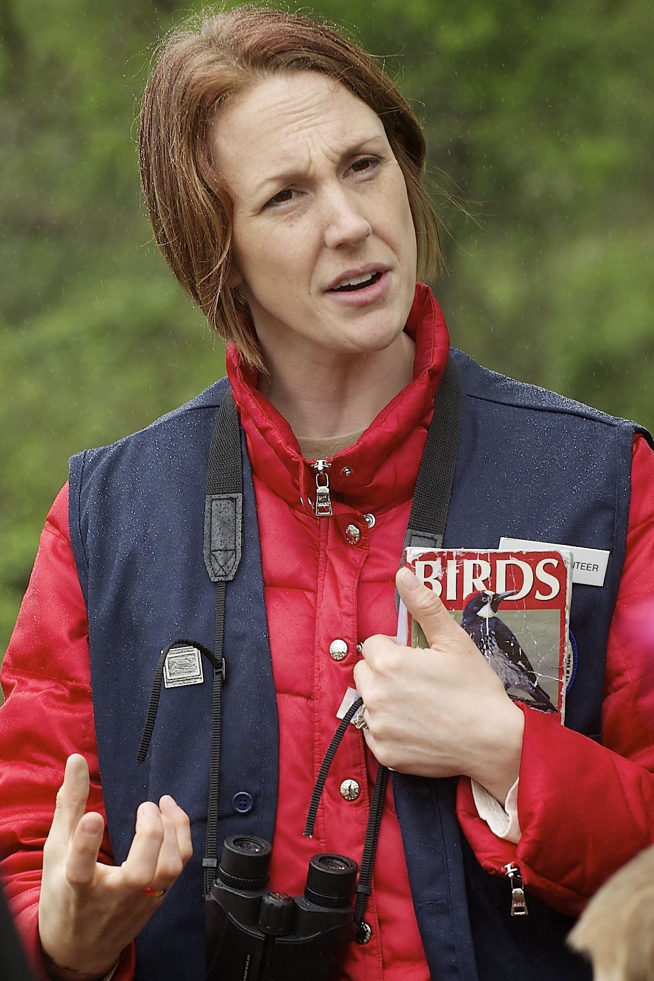 Josie Finley was equipped with her bird book when leading a tour Sunday.