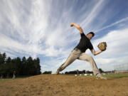 Central Vancouver Little League pitcher Dawson Allen warms up at practice Monday in preparation for the Junior League Baseball Western Regional at Clark College this week.