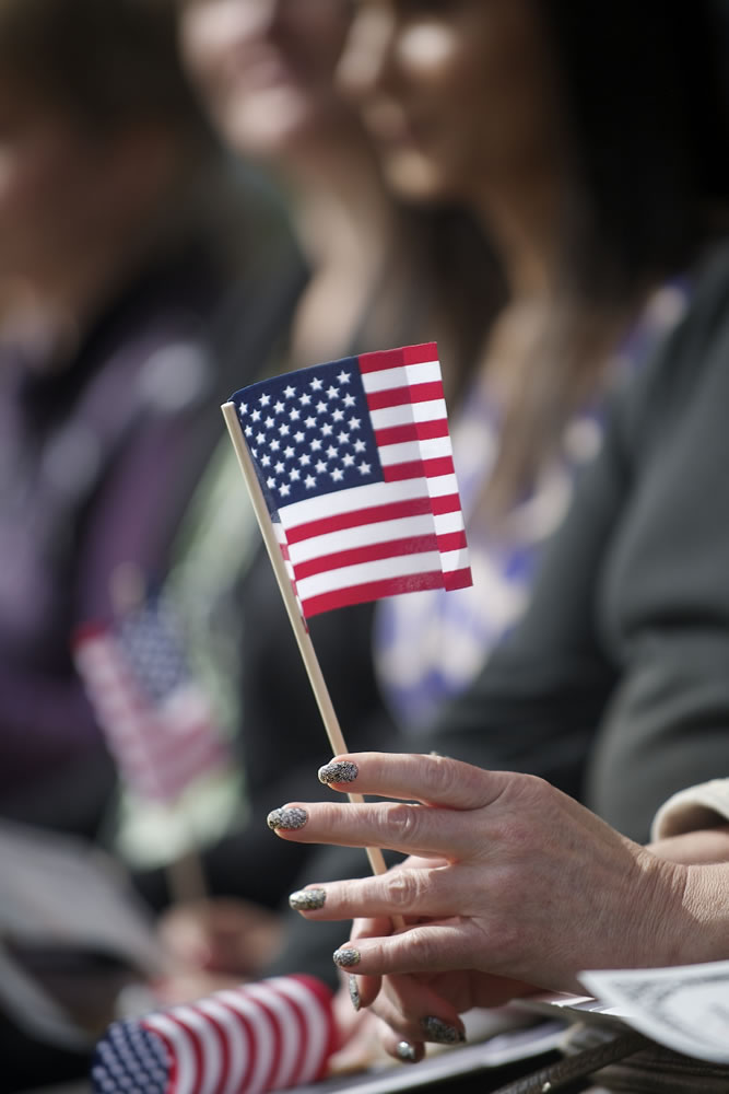 American flags were handed out Friday at the U.S.