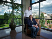 Betsy Henning, CEO and founder of AHA!, and Steve Shields, managing director, say managing company growth could be the biggest challenge that lies ahead for their company, which occupies a sixth-floor office overlooking Esther Short Park in downtown Vancouver.