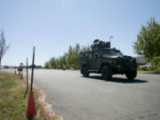 Police on Thursday test drove a new armored vehicle near the Clark County fairgrounds.