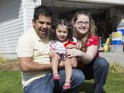 Photos by Vivian Johnson for The Columbian
Carmendy Rodas, nearly 2, was born via emergency cesarean section at 28 weeks of gestation. Today, her parents Jorge and LaNae Rodas say the work of the March of Dimes helped Carmendy survive.