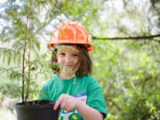 Kevanna Park: Krystina Young, daughter of Comcast direct sales representative Michelle Young, helps place native plants April 27 in Kevanna Park.