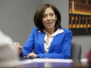 U.S. Sen. Maria Cantwell participates in an editorial board meeting with The Columbian on Thursday.