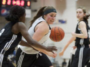 Mountain View's Carly Holboke scored 17 points to go with nine rebounds and three steals in Sunday's Roundball Shootout at Clark College.