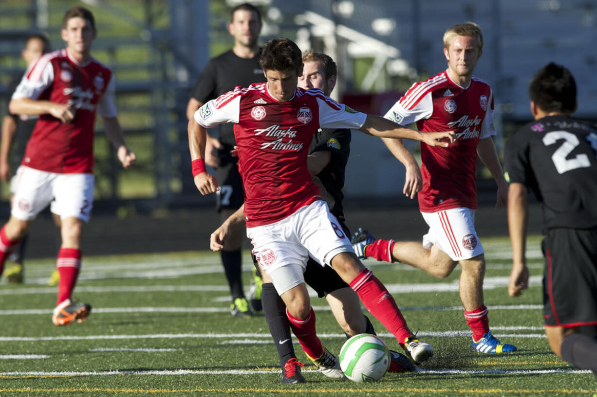 Portland Timbers U-23 player Jose Ribas controls the ball against the Washington Crossfire at Doc Harris Stadium on Friday.