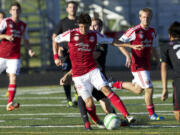 Portland Timbers U-23 player Jose Ribas controls the ball against the Washington Crossfire at Doc Harris Stadium on Friday.