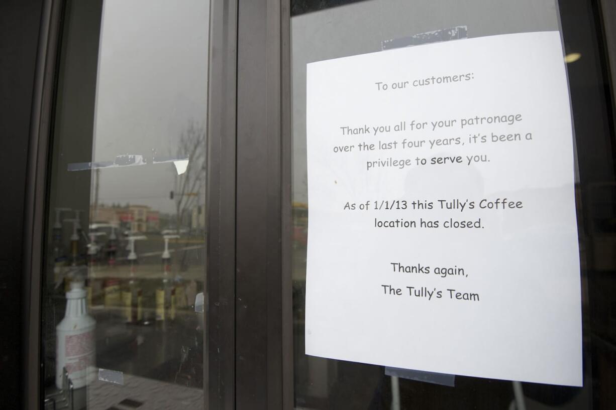 Tully's location in Hazel Dell, photographed Friday, shut its doors at the end of last year.