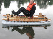 Mount Vista: Tad Winiecki tests out his milk-jug boat, Jug-R-Not, in the runup to the big race.