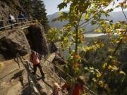 The Beacon Rock Trail is one of the most popular on the Washington shore of the Columbia River Gorge National Scenic Area.