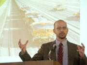 Dan Serres, conservation director for Columbia Riverkeeper, speaks at the Rotary Club of Vancouver's Wednesday meeting.