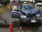 This Toyota SUV rear-ended a pickup truck on Highway 502, blocking traffic for 30 minutes.