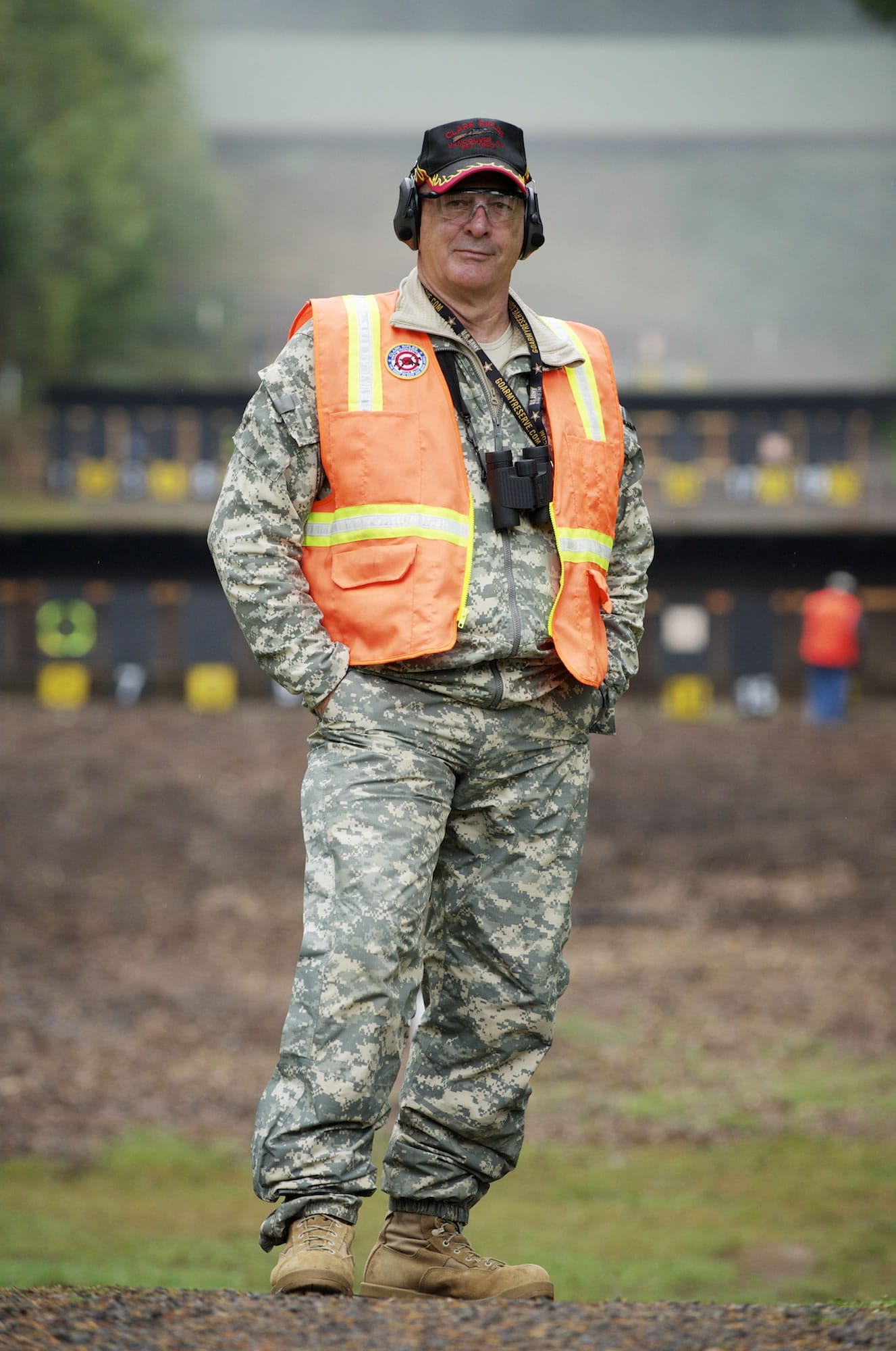 Steven Lane/The Columbian
Mike Settles during a Sunday shift as a safety officer at the Clark Rifle shooting range on Oct. 28.