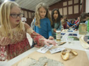 Students from Orchards Elementary School examine shark artifacts on display from the Oregon Coast Aquarium on Feb. 24. Voters in Evergreen Public Schools will cast ballots on a three-year replacement levy on Feb. 9.