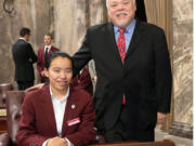 Brush Prairie: Prairie High School sophomore Clara Mastin spends time with state Sen. Don Benton, her sponsor in the Senate Page Program.