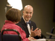 Jim Moeller talks to a reporter from CVTV after his win in the 49th district.