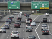 Traffic flows north on Interstate 5 during afternoon rush hour earlier this year.