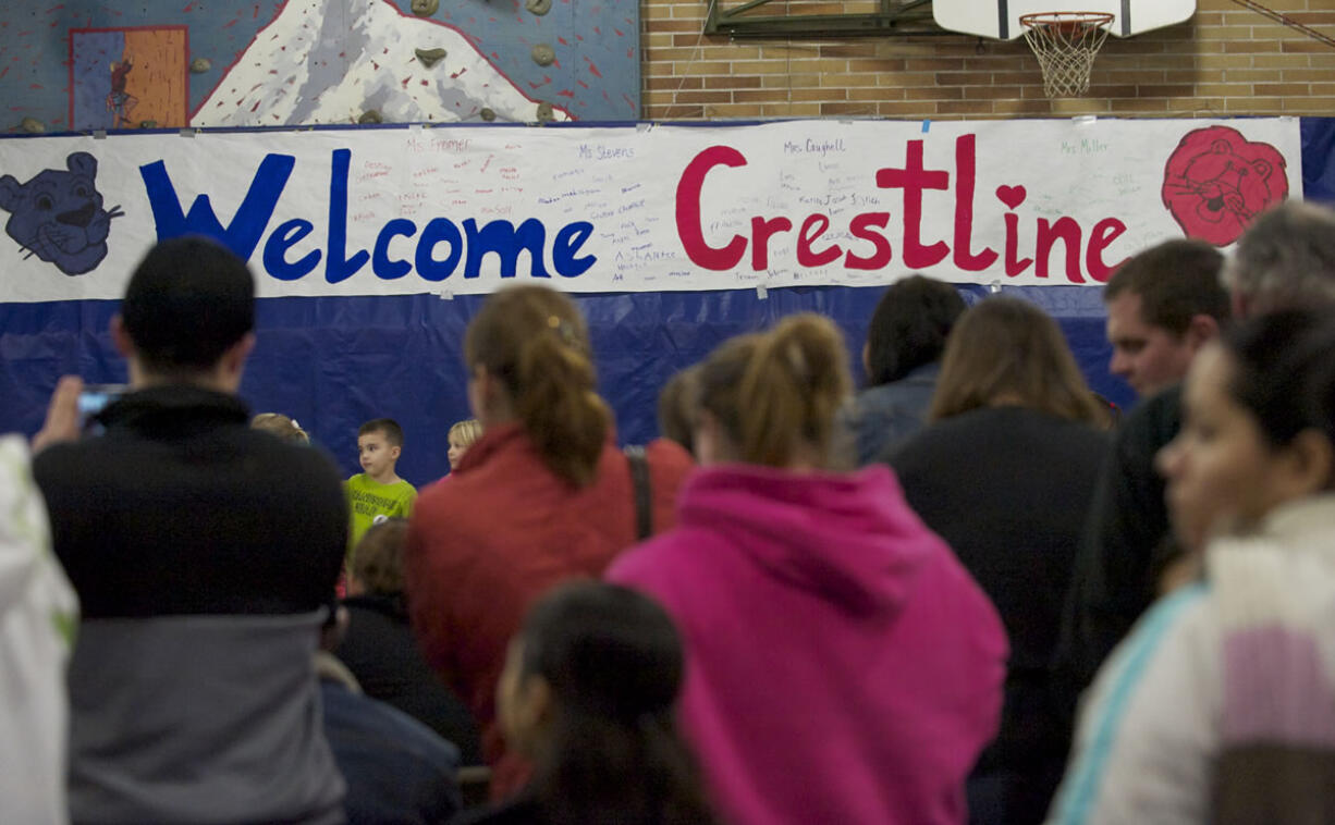 Crestline students are welcomed to Ellsworth Elementary during pride night on Thursday.