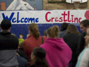 Crestline students are welcomed to Ellsworth Elementary during pride night on Thursday.