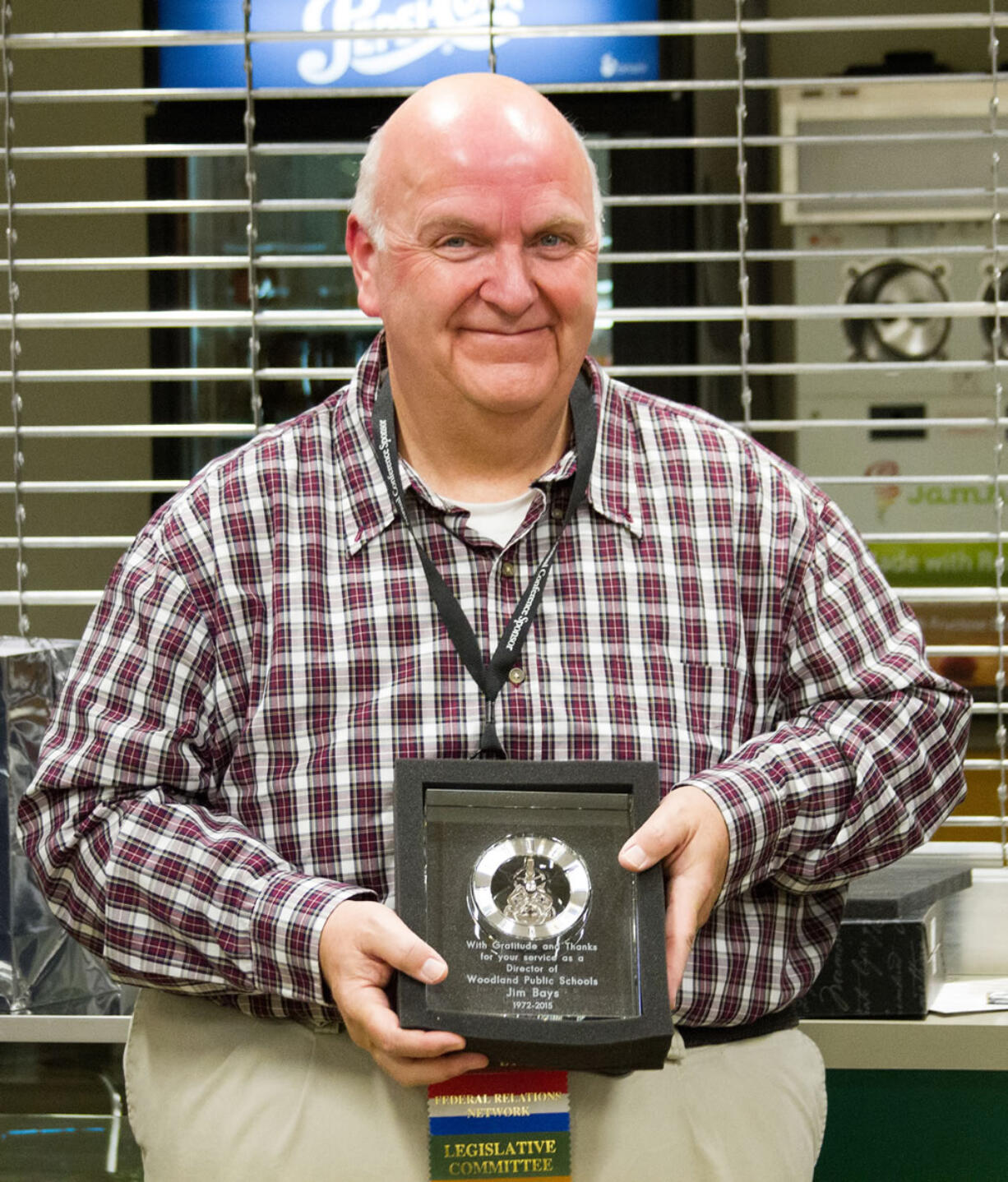 Woodland: Jim Bays was honored at the Woodland School District Board of Directors meeting on Nov.