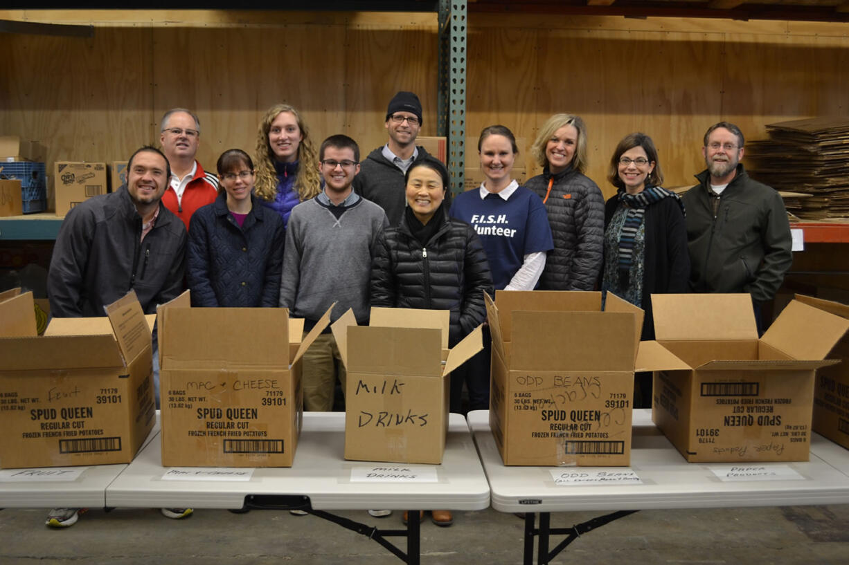 Esther Short: Staff members from LSW Architects volunteered their time with FISH of Vancouver recently, helping to sort through food donated to the shelter.