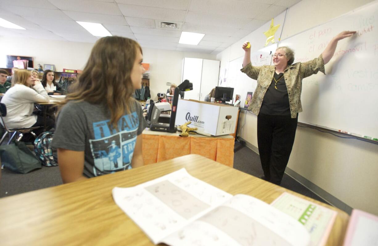 Sheila Stuhlsatz, a Spanish teacher at Kalama High School, is a finalist for 2014 Washington Teacher of the Year.