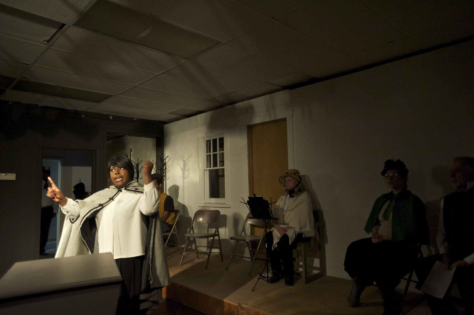 Actress Maima Fahnbulleh flexes some muscle while rehearsing the famous &quot;Ain't I A Woman?&quot; speech of escaped slave Sojourner Truth.