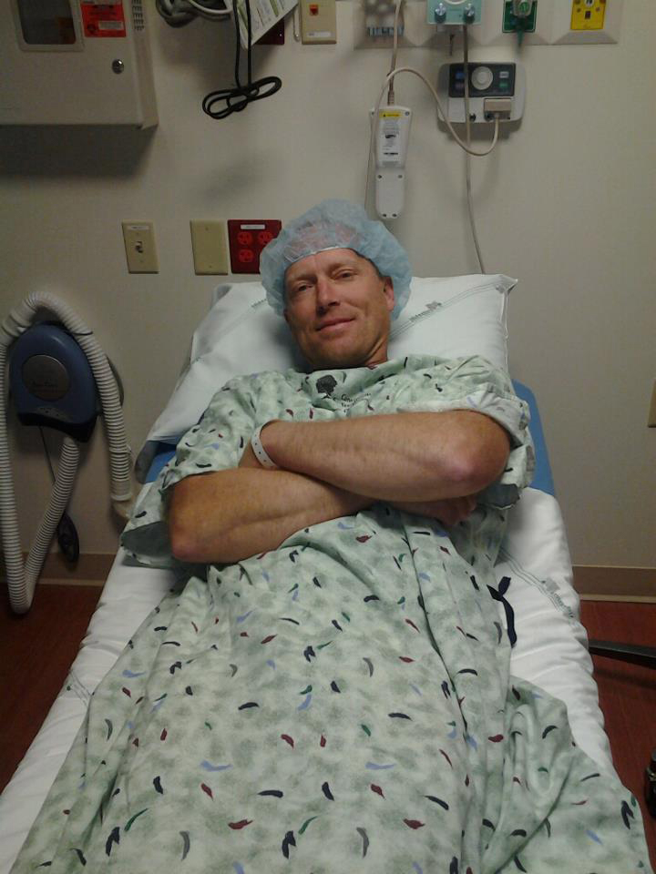 Provided photo 
 Steve Oberst of Battle Ground waits for a surgical procedure to begin on June 18 at the Cancer Treatment Centers of America near Chicago. Oberst's friends and family have held fundraisers to help his family pay his medical and related expenses.