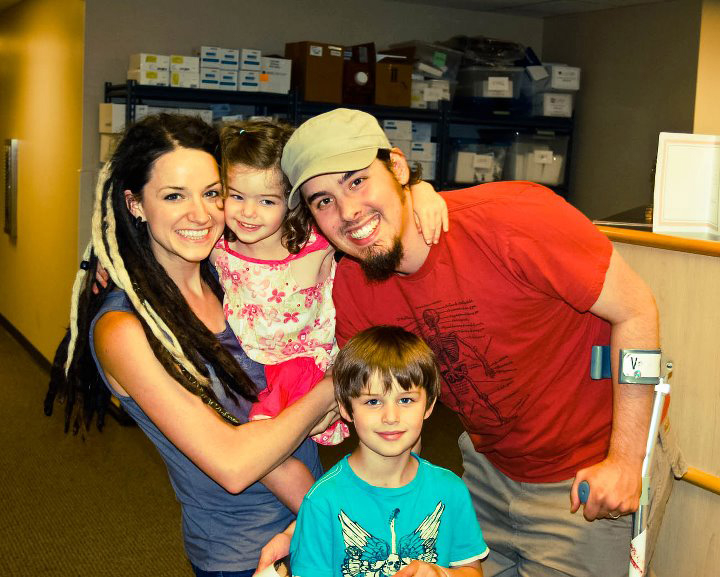 Provided photo 
 The Woods family of Vancouver, from left, Jessica, India, Ryan and (front) Jones pose for a photo. Community fundraisers have raised thousands of dollars to help the family pay Ryan's medical bills. Ryan has terminal cancer.