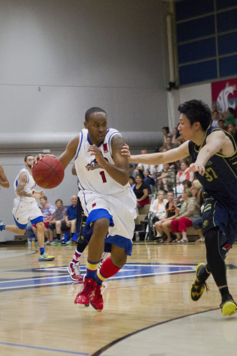 Vancouver Volcanoes' Mike Ward drives against the Japan Nippon Tornadoes in the regular-season finale Sunday at the O'Connell Center.