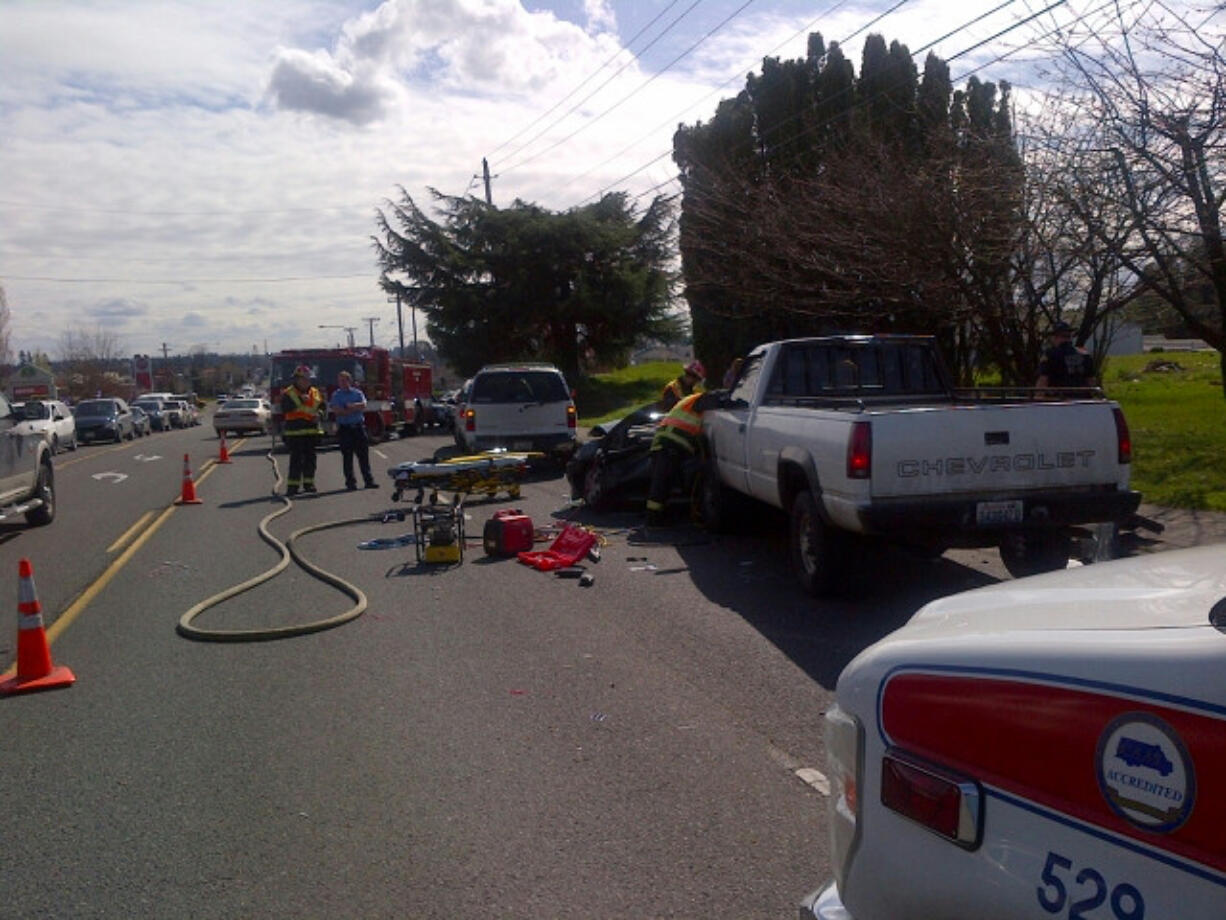 Washington state patrol is on scene of a four-car collision on state Highway 503 between Padden Parkway and Northeast 76th Street.