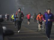 Well over 200 people took part in Tuesday's Hangover Run, an annual New Year's Day event put on by the Clark County Running Club.