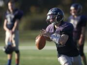 King's Way Christian standout Jay Becker looks to throw the ball during practice on Thursday.