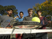 Part of the growing boys tennis program at Hudson's Bay High School are, from left: Thanh Vo, Saul Paez, Aaron Bode and Corbin Alexander.