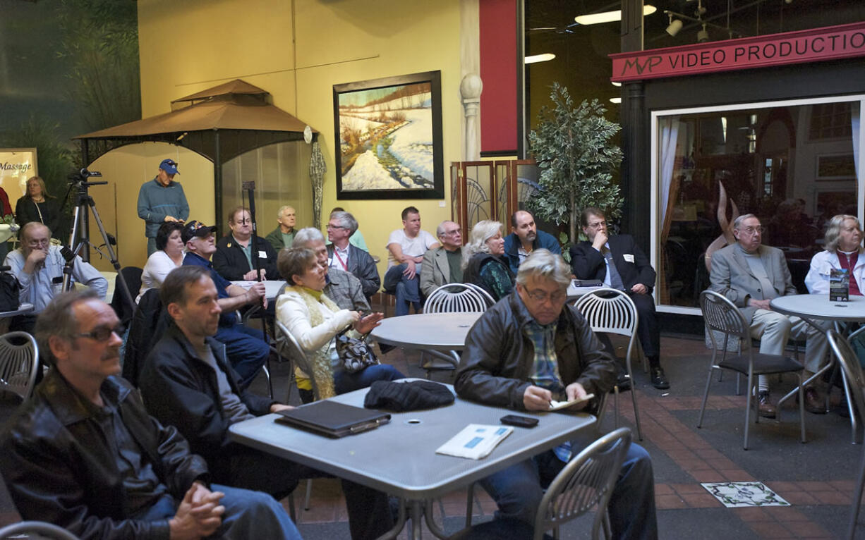 About 50 opponents of light rail showed up for a special fundraiser at the Vancouver Market Place to raise money for their lawsuit against the city of Vancouver.