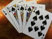 A royal flush, poker's best hand.