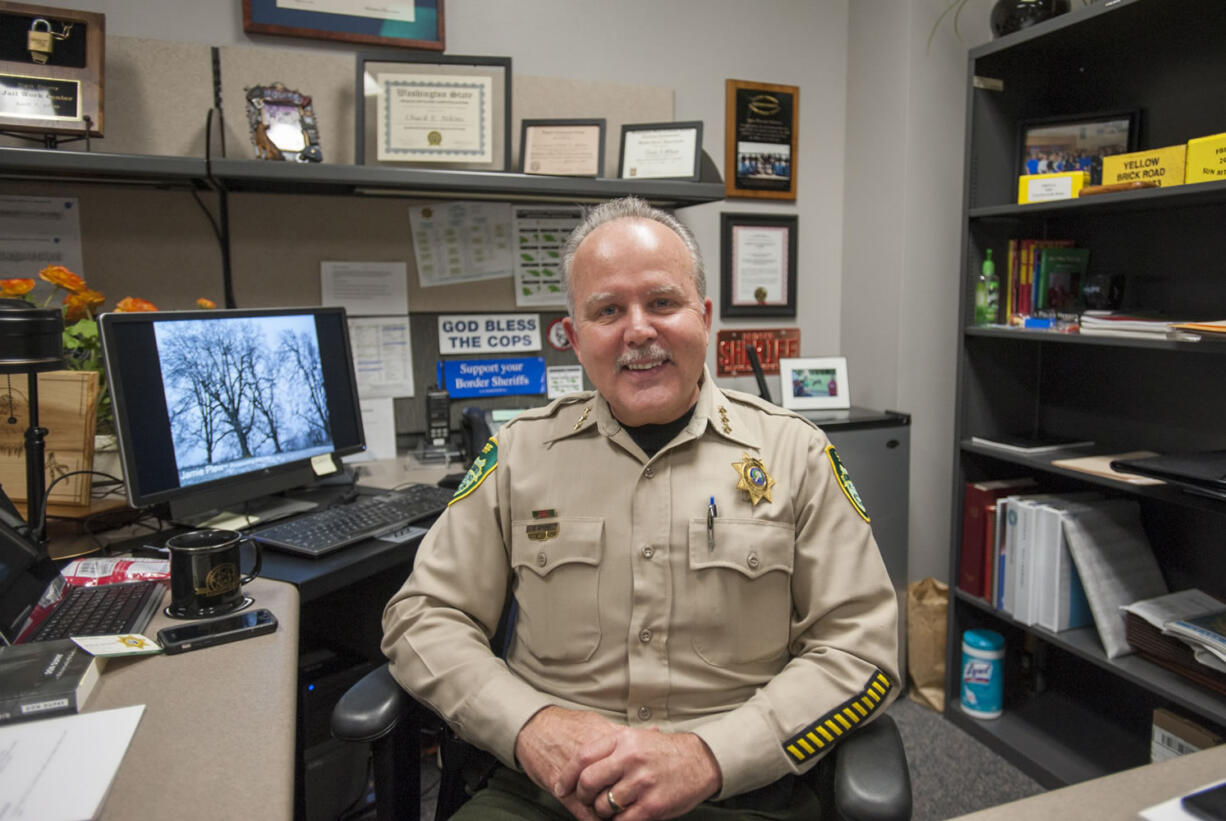 Chuck Atkins has been Clark County sheriff for one year.