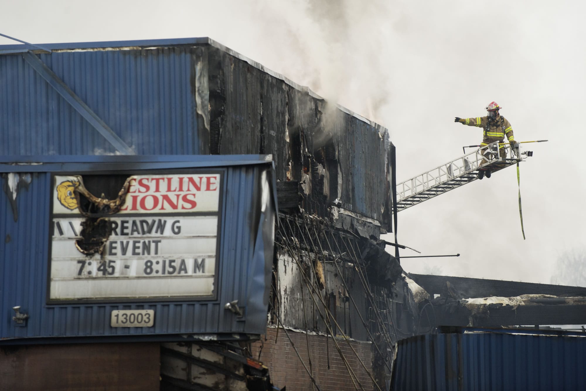 An early morning fire destroyed Crestline Elementary School in east Vancouver on Feb.