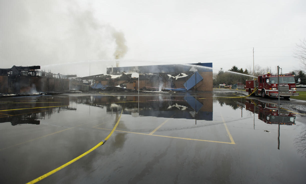 An early morning fire destroyed Crestline Elementary School in east Vancouver, Sunday, February 3, 2013.